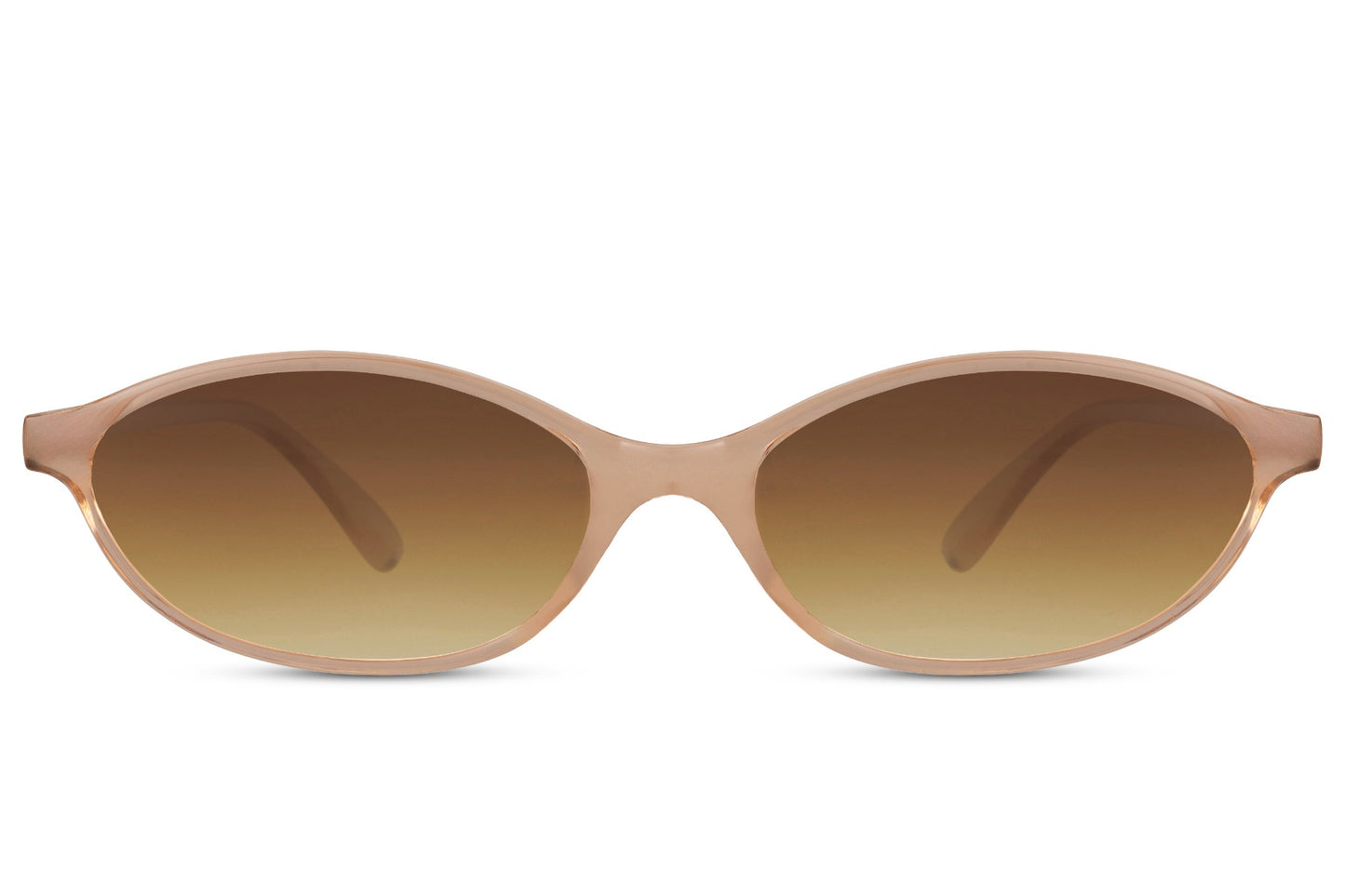 Sleek oval sunglasses for men and women with nude brown polycarbonate frame and warm brown gradient lens – unisex 70s-inspired retro round shades for boho street style and everyday wear, free delivery across UK and Europe from Sunglass Station