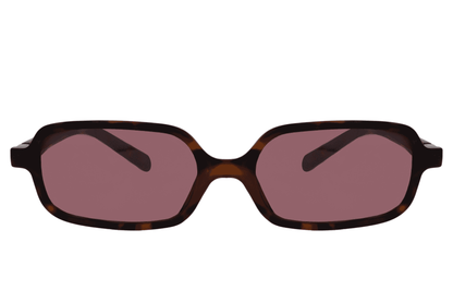 Sleek rectangle frame sunglasses for men and women with black recycled polyester frame and pink rose tinted polycarbonate lens – sustainable fancy thin square retro shades for festivals and going out, free delivery across UK and Europe from Sunglass Station