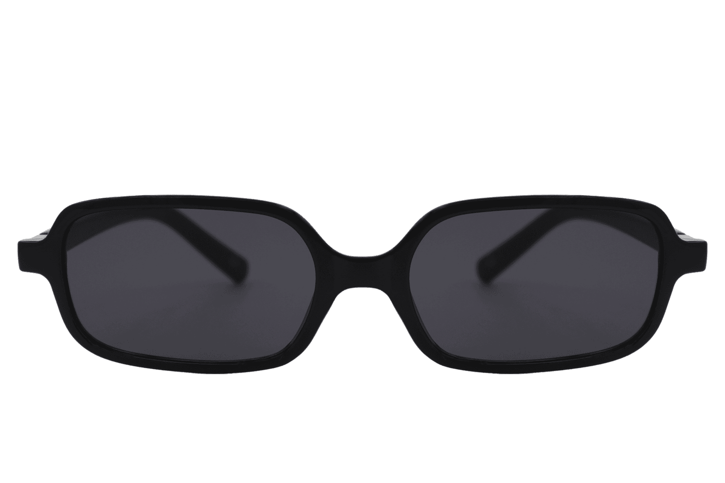Sleek rectangle frame sunglasses for men and women with black recycled polyester frame and smoke grey tough polycarbonate lens – sustainable thin square retro shades for everyday city wear and street style, free delivery across UK and Europe from Sunglass Station