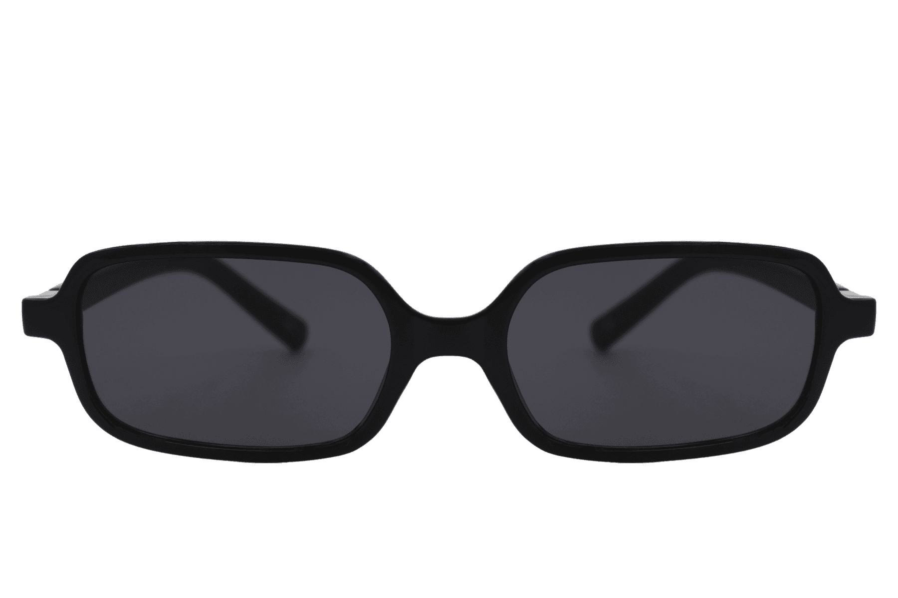 Sleek rectangle frame sunglasses for men and women with black recycled polyester frame and smoke grey tough polycarbonate lens – sustainable thin square retro shades for everyday city wear and street style, free delivery across UK and Europe from Sunglass Station