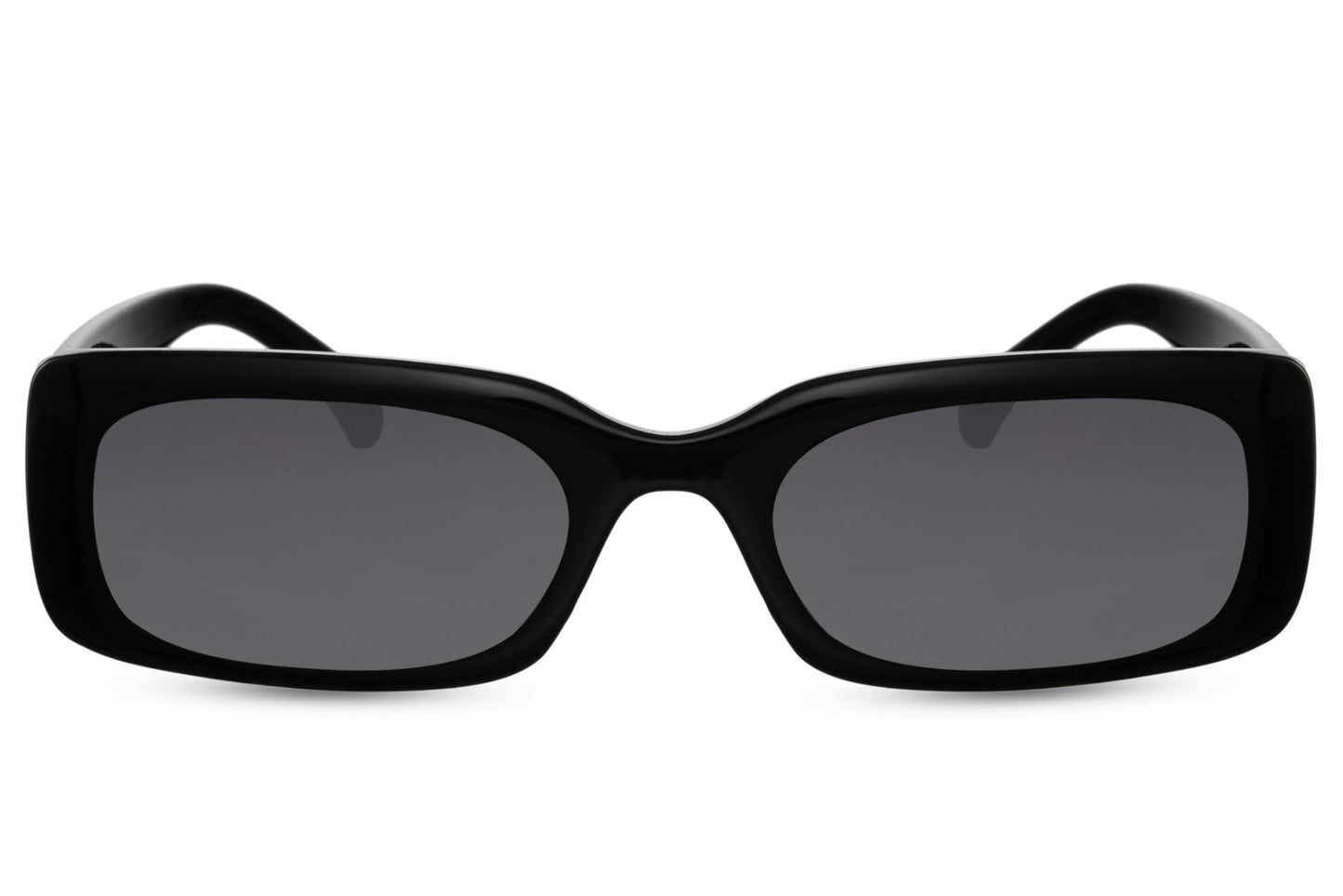 Sleek trendy rectangle sunglasses with black recycled polyester frame and dark smoke recycled UV protection lens – sharp minimalist eco-friendly retro rectangle shades for going out and everyday urban wear, free delivery across UK and Europe from Sunglass Station