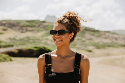 These are the rectangle sunglasses you reach for every single day – sleek eco-friendly retro shades that work for festivals, city breaks and everything in between, free delivery across UK and Europe from Sunglass Station