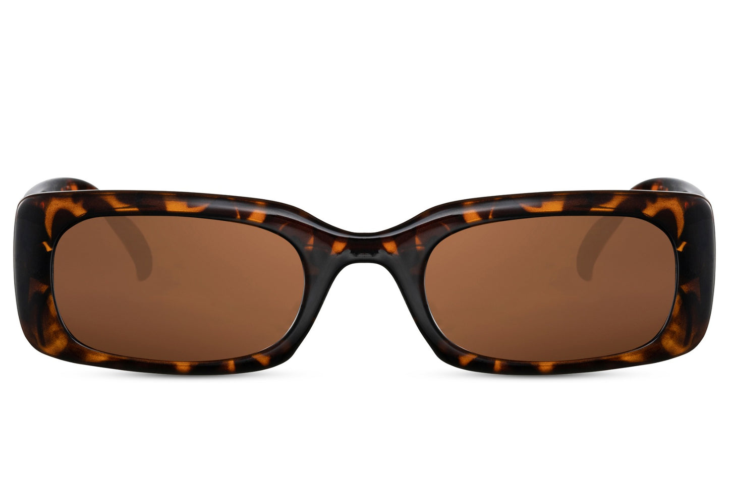 Sleek trendy rectangle sunglasses with tortoiseshell recycled polyester frame and warm brown recycled UV protection lens – classic eco-friendly vintage retro rectangle shades for city wear and holidays, Sunglass Station free UK and Europe shipping