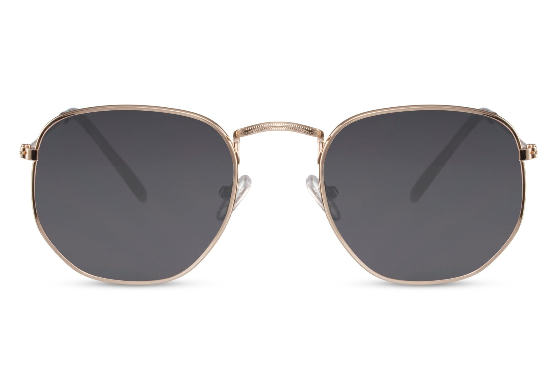 Spain geometric round sunglasses gunmetal dark frame smokey dark tinted lens 100% UV400 UVA UVB protection men women sophisticated everyday wear free UK Europe shipping Sunglass Station