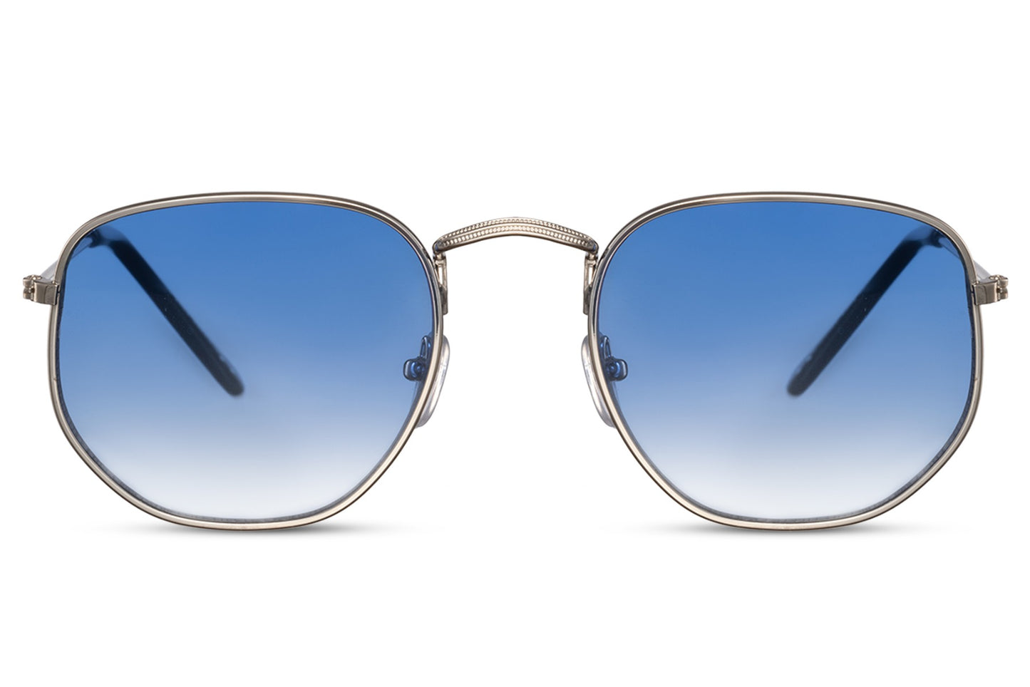 Spain geometric round sunglasses silver gunmetal frame blue gradient tinted lens UV400 protection lightweight polycarbonate men women trendsetter summer style free UK Europe shipping Sunglass Station