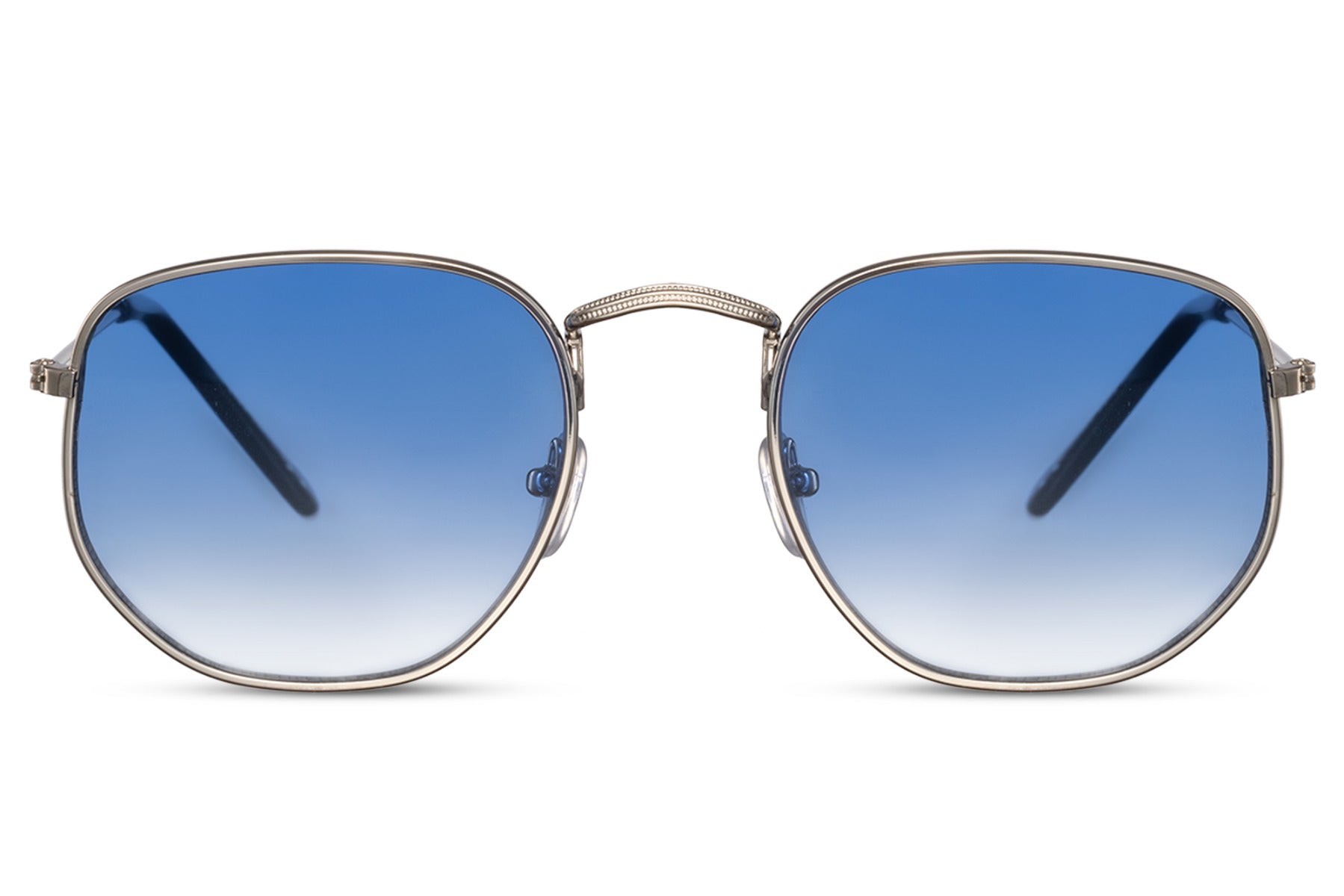 Spain geometric round sunglasses silver gunmetal frame blue gradient tinted lens UV400 protection lightweight polycarbonate men women trendsetter summer style free UK Europe shipping Sunglass Station