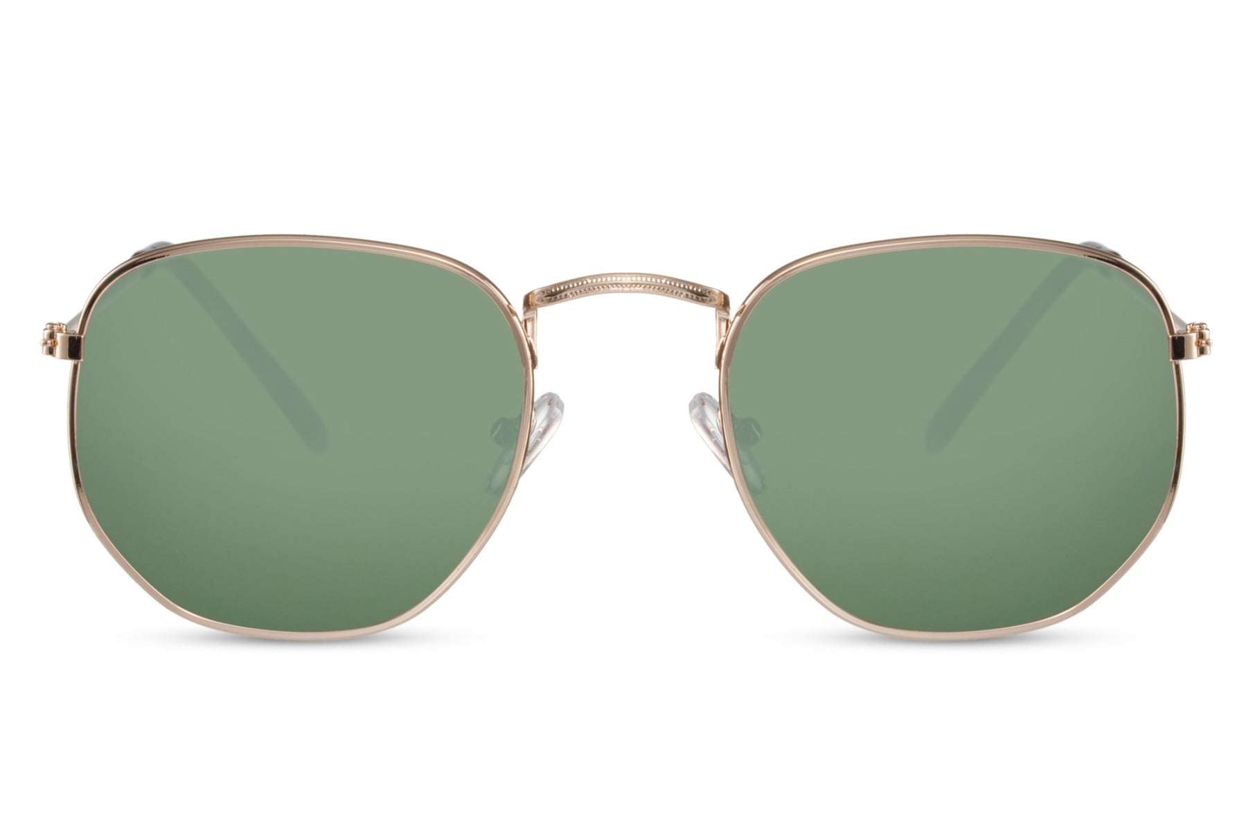 Spain geometric round sunglasses silver frame green tinted lens 100% UV400 UVA UVB protection men women retro chic summer holiday outdoor eyewear free UK Europe shipping Sunglass Station