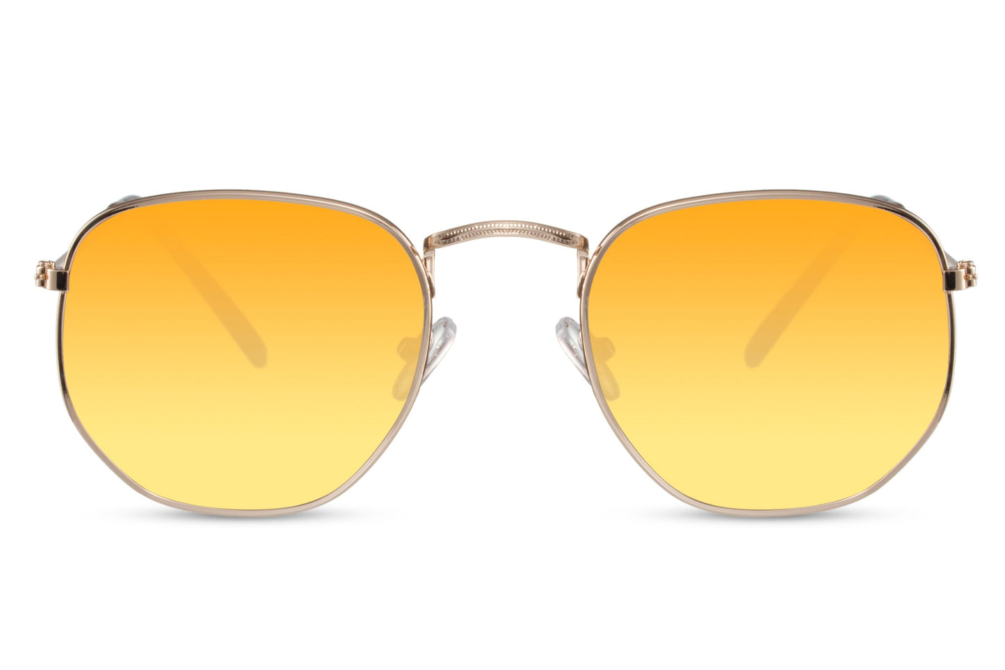Spain geometric round sunglasses silver frame yellow gold mirror lens 100% UV400 UVA UVB protection men women bold statement summer festival city eyewear free UK Europe delivery Sunglass Station