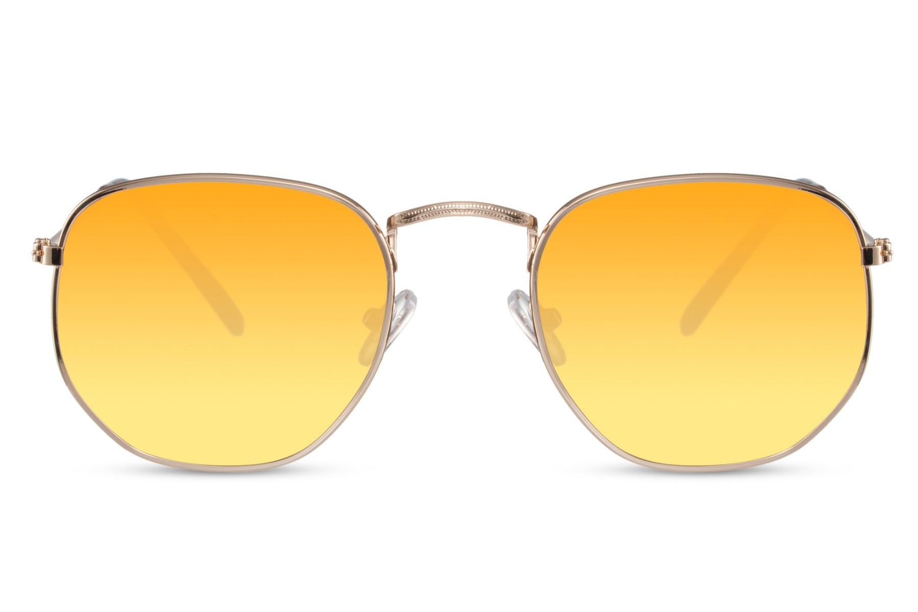 Spain geometric round sunglasses silver frame yellow gold mirror lens 100% UV400 UVA UVB protection men women bold statement summer festival city eyewear free UK Europe delivery Sunglass Station