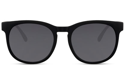 Spain oversized round sunglasses black recycled polyester frame smoke lens sustainable eco-friendly UV400 protection men women bold minimalist everyday city summer driving beach free UK Europe delivery Sunglass Station