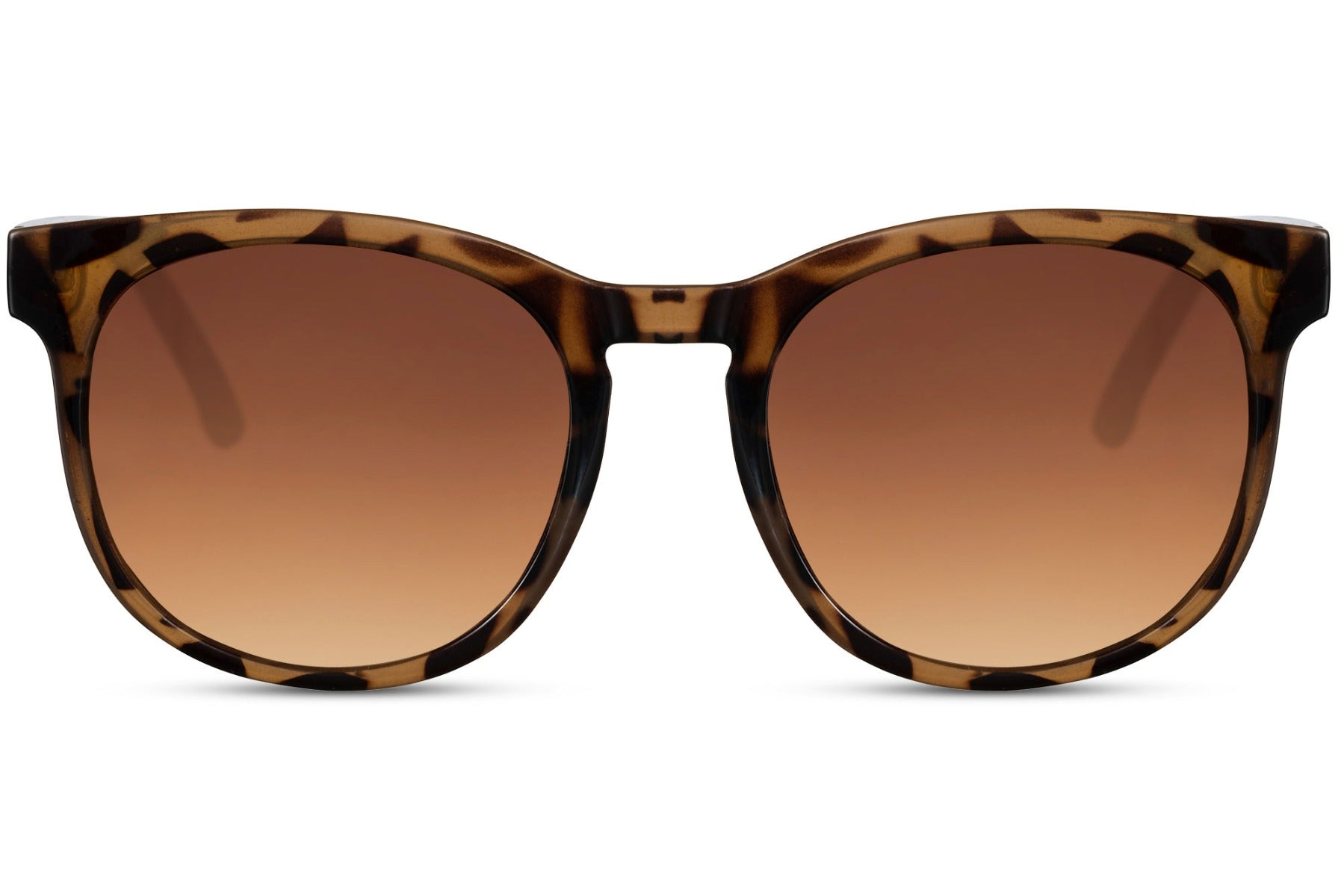 Spain oversized round sunglasses brown animal print recycled polyester frame warm amber lens UV400 protection women men bold retro boho sustainable summer festival city beach holiday free UK Europe shipping Sunglass Station