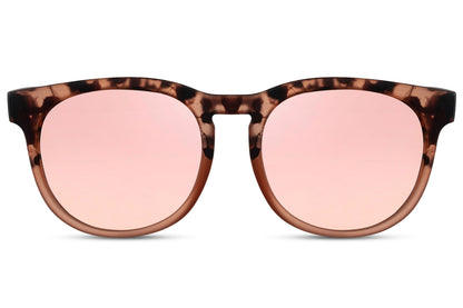 Spain oversized round sunglasses cream recycled polyester frame pink rose tinted lens UV400 protection women bold feminine glamorous retro summer city beach festival brunch free UK Europe delivery Sunglass Station