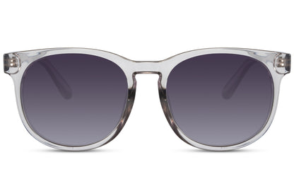 Spain oversized round sunglasses white clear recycled polyester frame grey lavender tinted lens UV400 protection women bold minimalist retro summer city beach festival free UK Europe shipping Sunglass Station