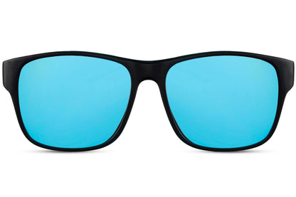 sports style mirrored sunglass with wayfarer black slim frame for men