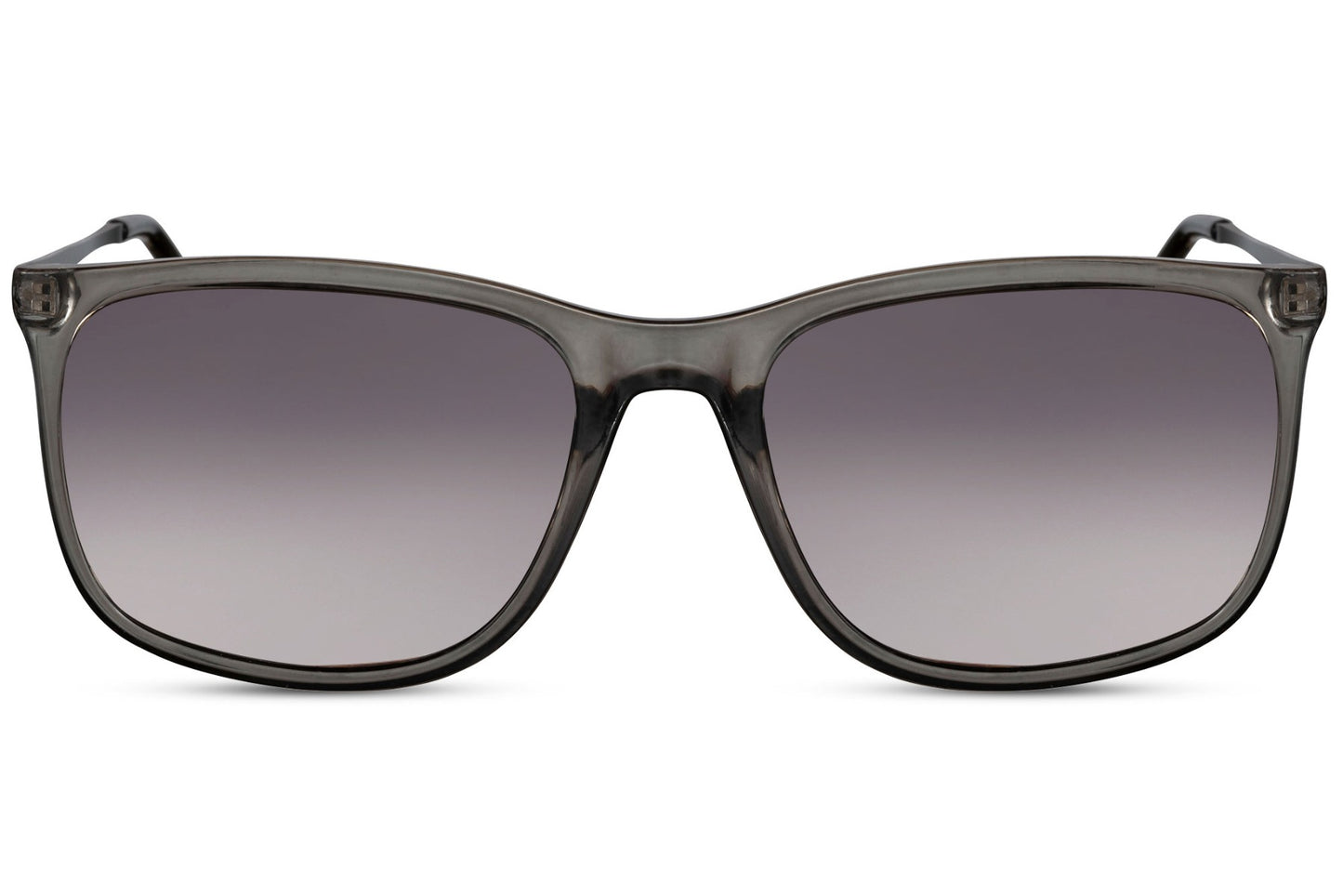 A pair of square-framed Wayfarer sunglasses with black and grey colors, designed for UV protection.