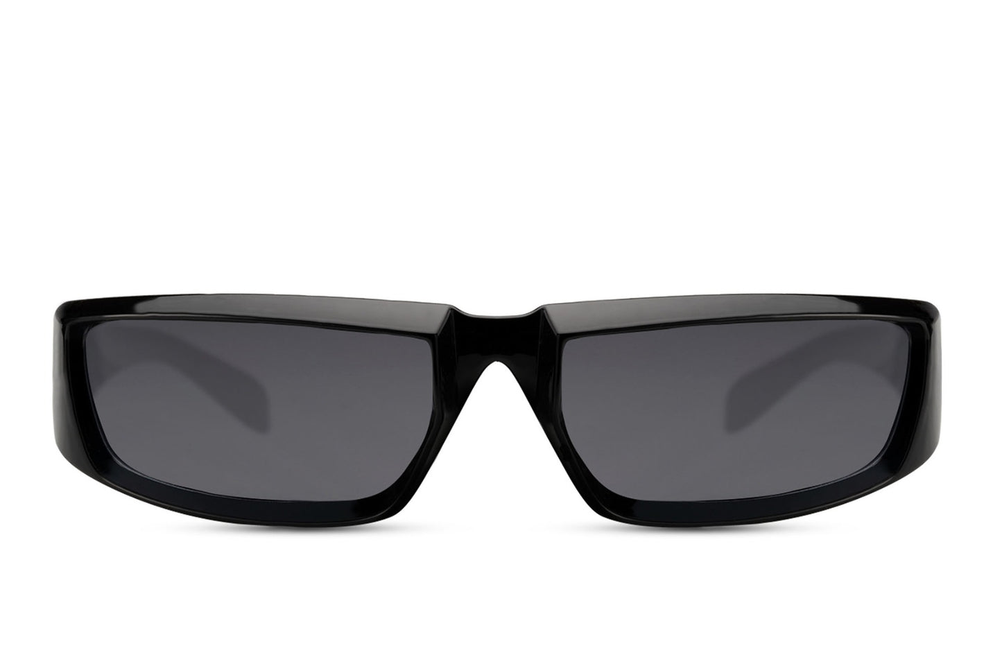 black Station Onyx party sunglasses — clean rectangle visor profile for men and women, the slim frame that reads East London street style as fluently as it reads festival main stage | Sunglass Station
