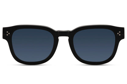 Polarized square sunglasses with premium acetate frame and blue TAC lenses for glare reduction and UV protection