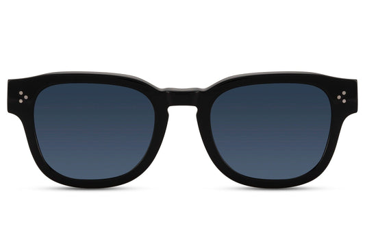 Polarized square sunglasses with premium acetate frame and blue TAC lenses for glare reduction and UV protection