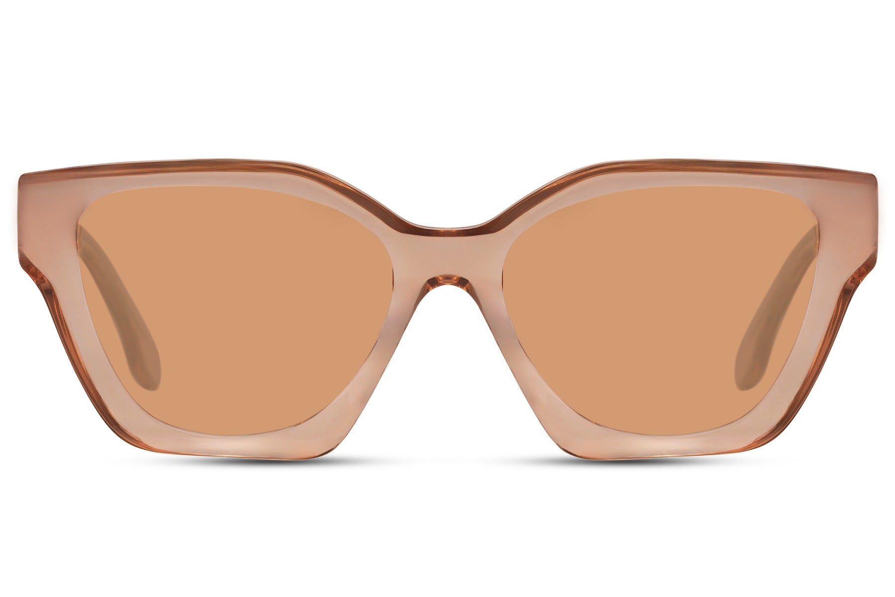 Angular cat eye sunglasses with oversized frame and modern geometric design
