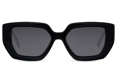 Angular square sunglasses with bold geometric frame and tinted lenses for trendy statement eyewear fashion