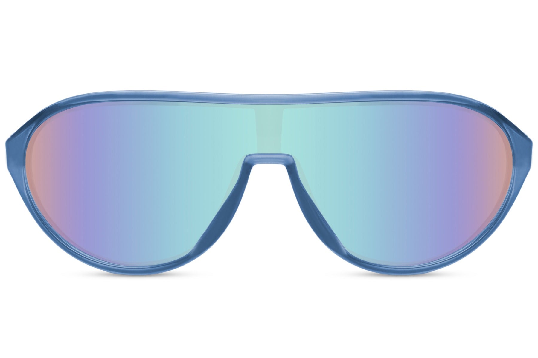 Aviator mirrored sports sunglasses with blue shield lens and UV400 protection, designed for high performance outdoor activities