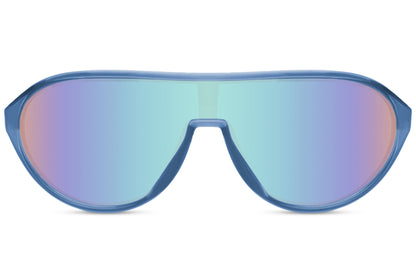 Aviator mirrored sports sunglasses with blue shield lens and UV400 protection, designed for high performance outdoor activities