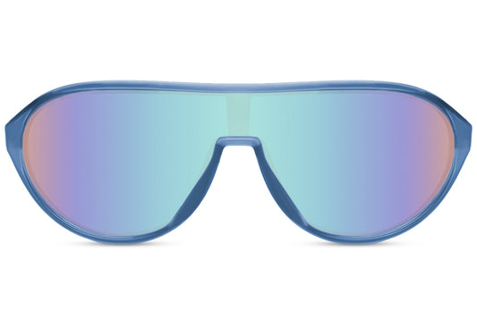 Aviator mirrored sports sunglasses with blue shield lens and UV400 protection, designed for high performance outdoor activities