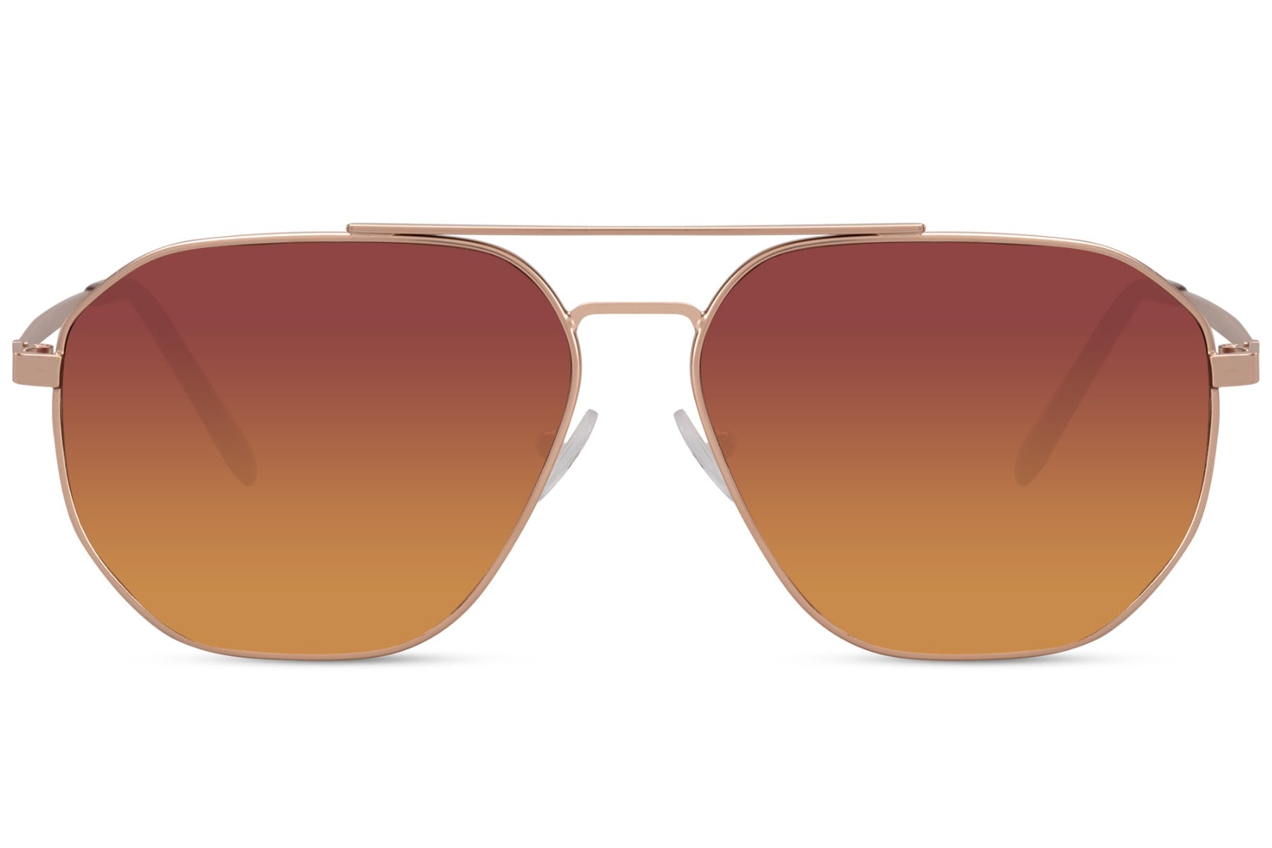 Orange gradient lens aviator sunglasses inspired by sunset tones, perfect for beach evenings, holiday styling, and summer fashion