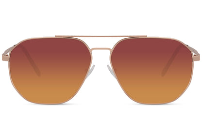 Orange gradient lens aviator sunglasses inspired by sunset tones, perfect for beach evenings, holiday styling, and summer fashion