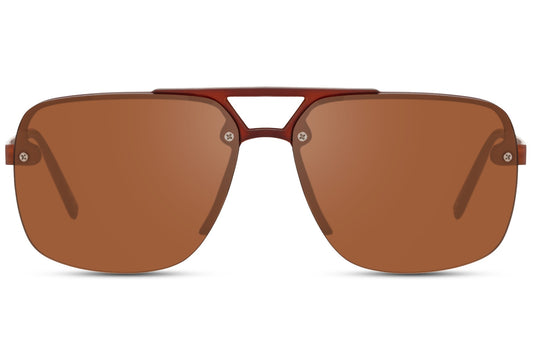 Barcelona aviator sunglasses with brown lenses and warm-toned frame, combining modern style with a relaxed vintage feel