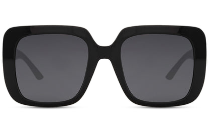 Barcelona oversized sunglasses with bold black frame and dark lenses, statement women sunglasses inspired by Mediterranean summer style, perfect for beach days, holidays and sunny city walks