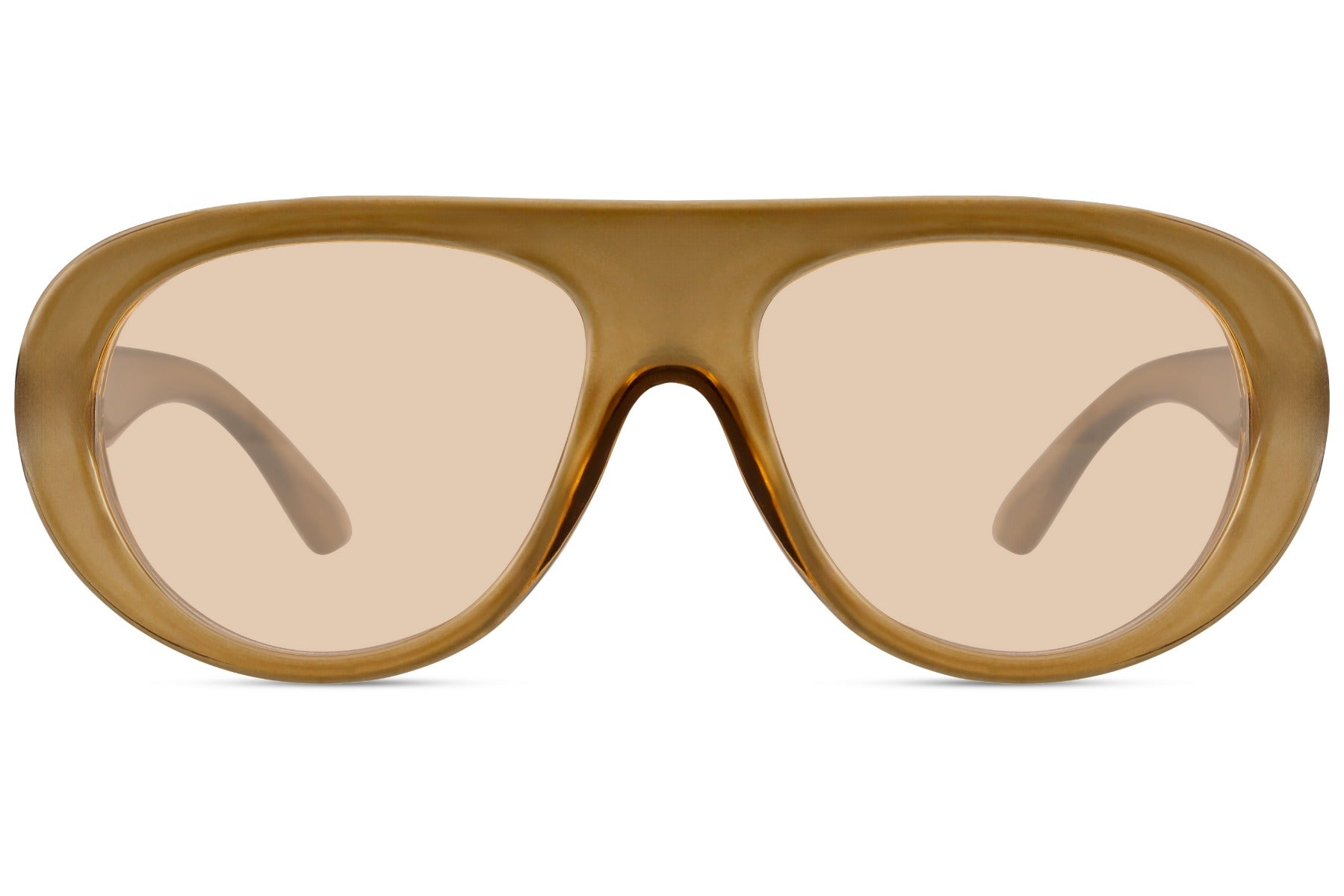 Beige aviator sunglasses with a clean and minimal design, suitable for modern casual styling