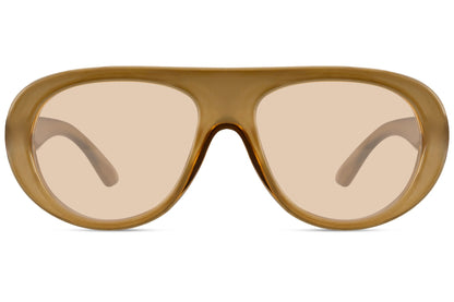 Beige aviator sunglasses with a clean and minimal design, suitable for modern casual styling
