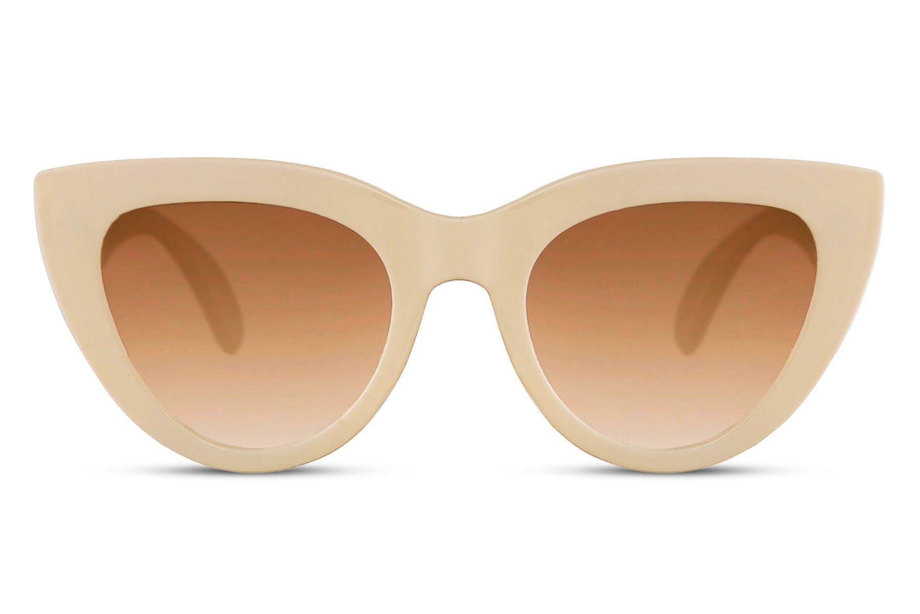 Vintage-inspired cat eye sunglasses with soft beige frame and tinted lenses, offering a refined retro aesthetic for everyday wear
