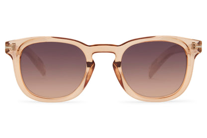 Beige square sunglasses with recycled frame and brown UV protection lenses for smart casual styling