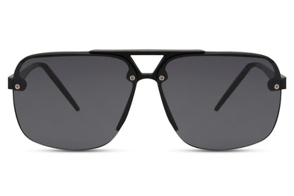 Black aviator sunglasses with a sleek frame design, ideal for everyday wear and versatile styling