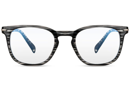 Unisex black blue light square glasses with modern frame design for computer work, gaming and digital screen protection