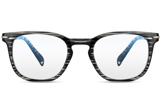 Unisex black blue light square glasses with modern frame design for computer work, gaming and digital screen protection