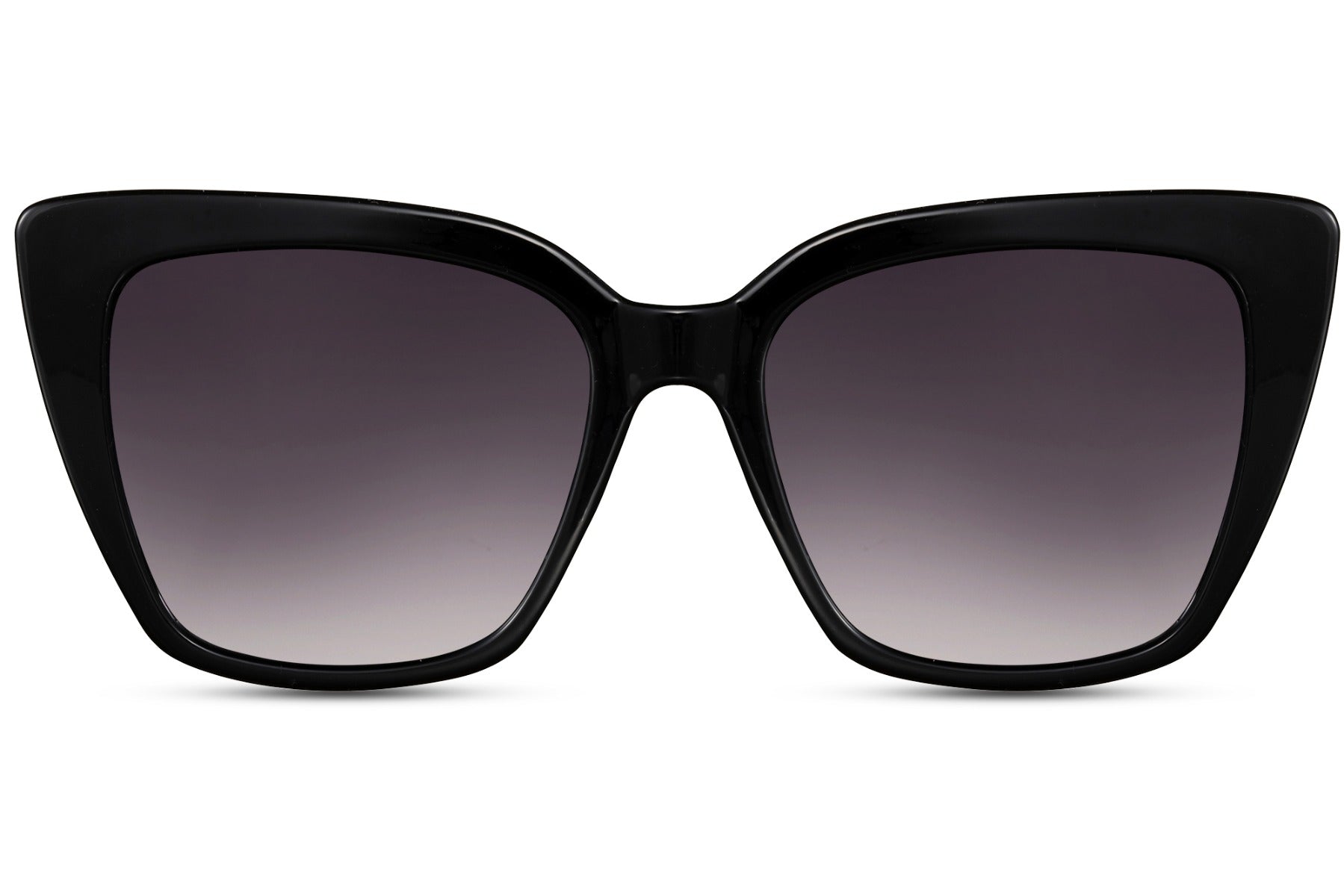 Classic black cat eye sunglasses with softly tinted lenses, designed for timeless everyday wear and reliable UV protection