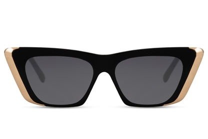Oversized black cat eye sunglasses in classic Hepburn style, designed for timeless elegance and everyday sophisticated wear
