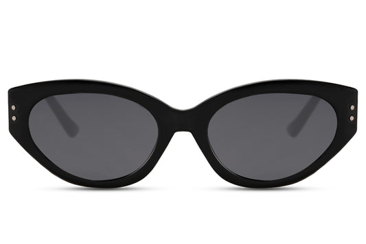 Black cat eye sunglasses with a retro-inspired frame and sleek modern finish