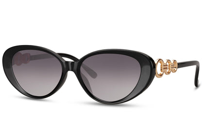 Slim black cat eye sunglasses with modern curved frame and tinted lenses for everyday wear