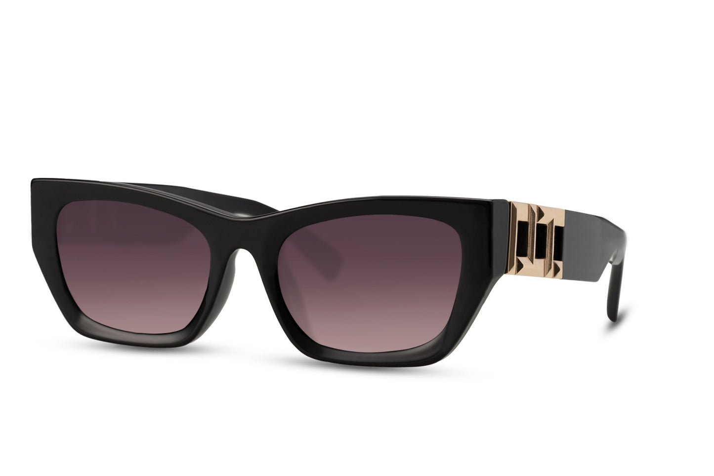 Slim black cat eye sunglasses with tinted lenses and lightweight frame design