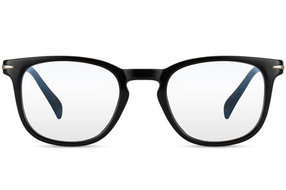 Black computer glasses with square frame and blue light blocking lenses for men and women digital eye comfort