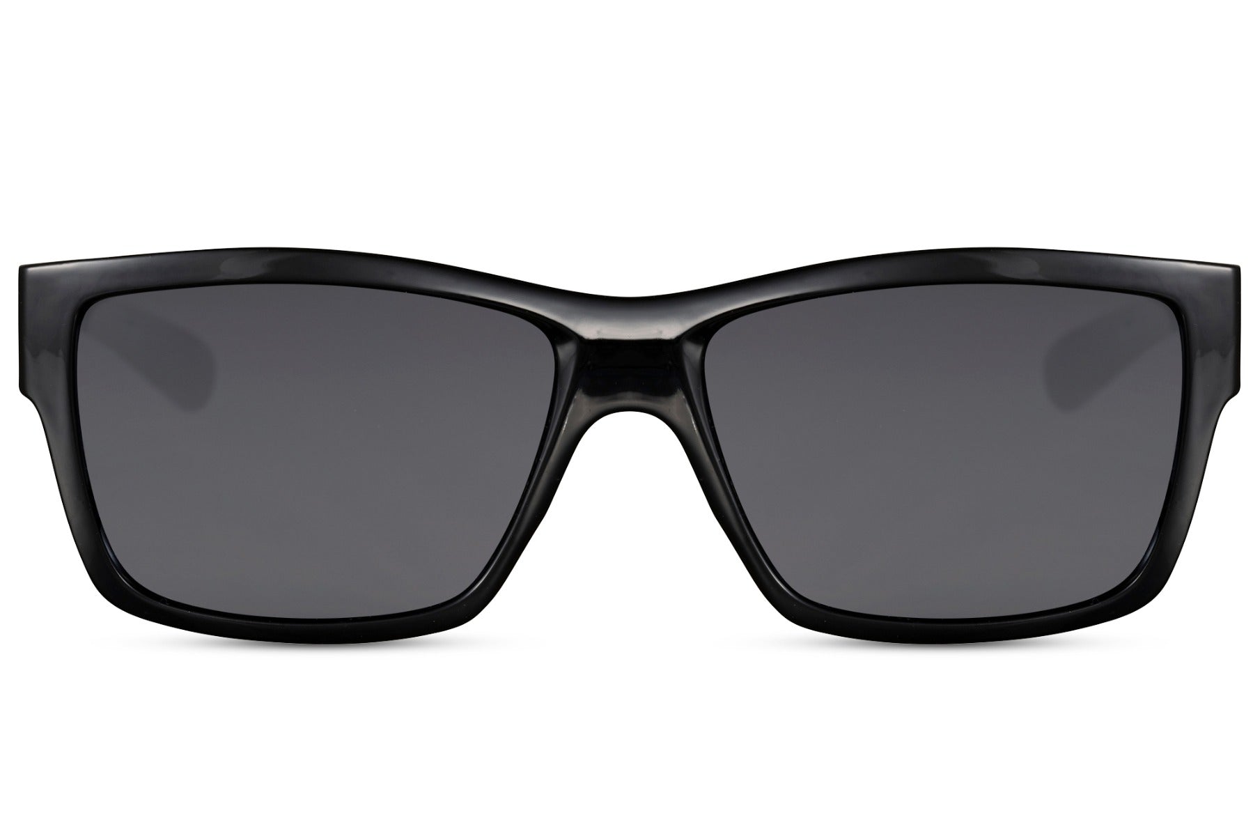Rectangle sunglasses with black frame and dark lenses by Sunglass Station, eco-friendly eyewear designed for comfort and durability