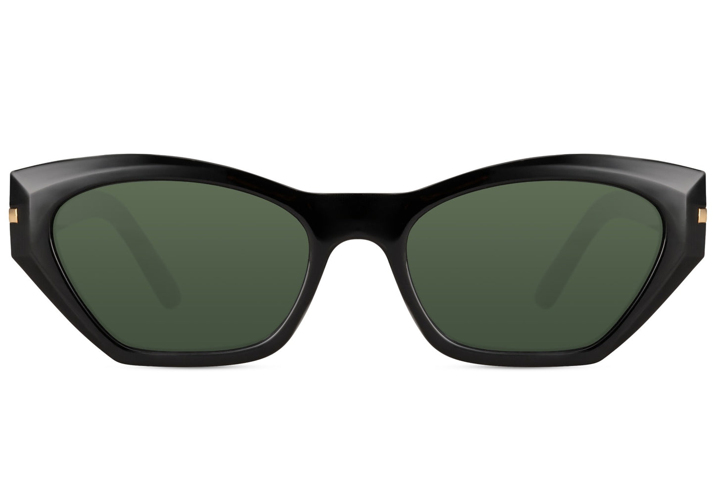 Women’s black geometric cat eye sunglasses with sleek angular frame and tinted lenses