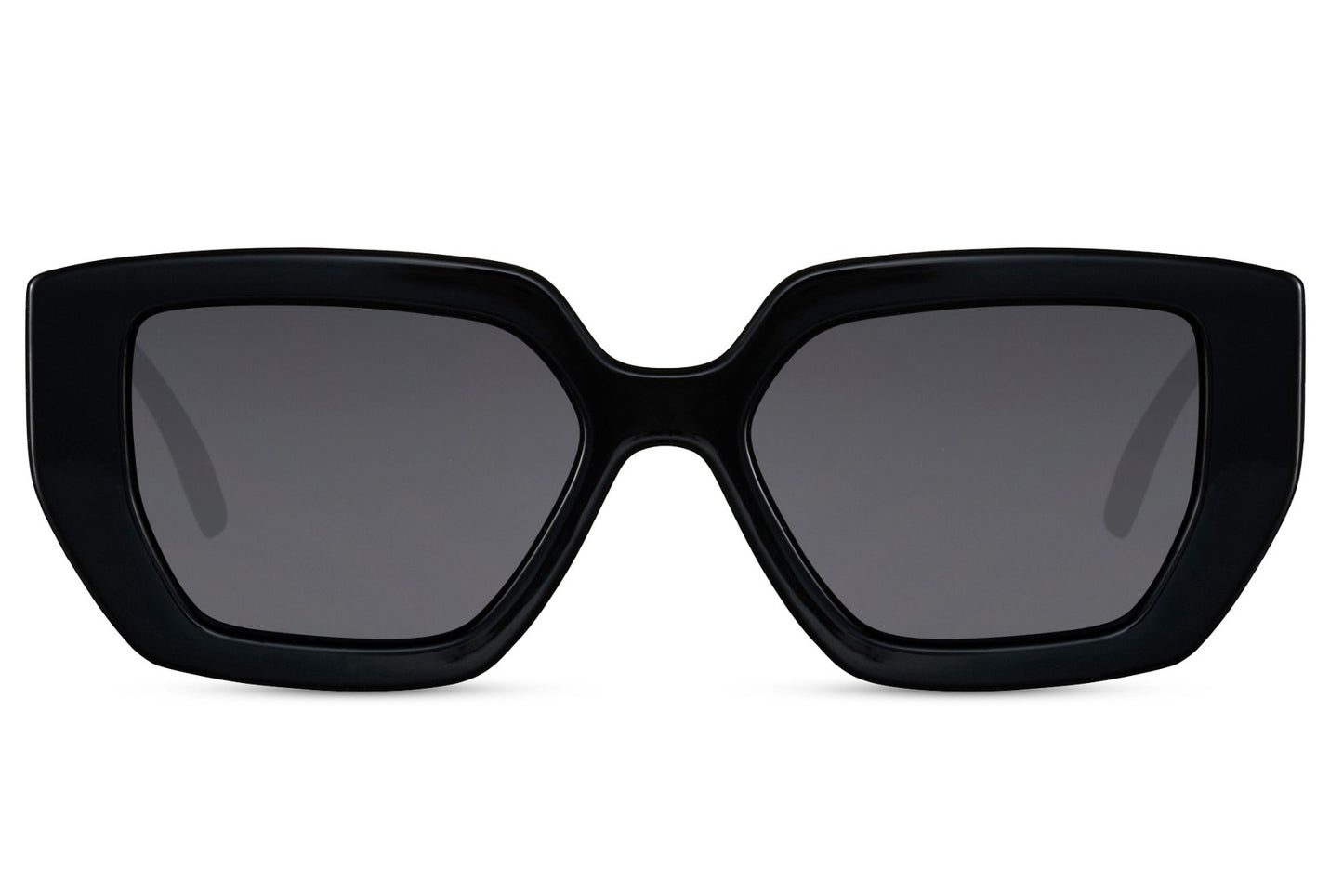 Oversized black geometric square sunglasses with bold frame silhouette for modern fashion and outdoor wear