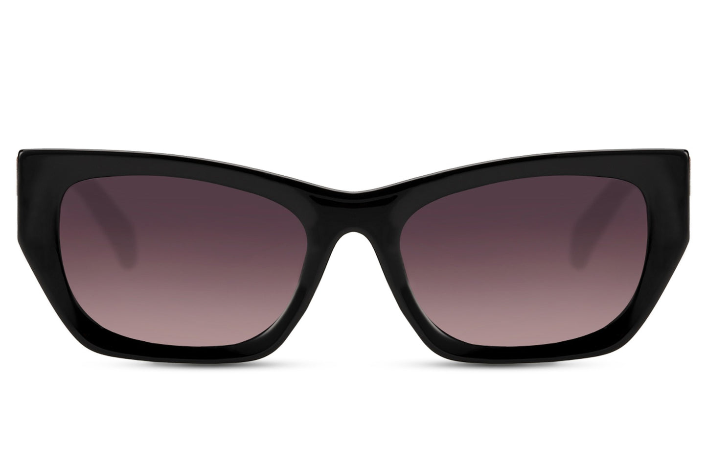 Black cat eye sunglasses with gradient tinted lenses and structured frame