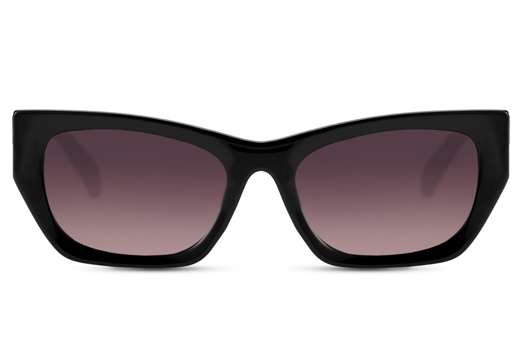 Black cat eye sunglasses with gradient tinted lenses and structured frame