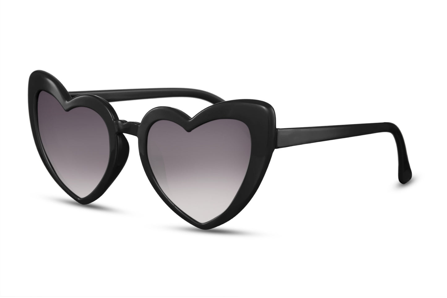 Black heart cat eye sunglasses with tinted lenses and lightweight frame